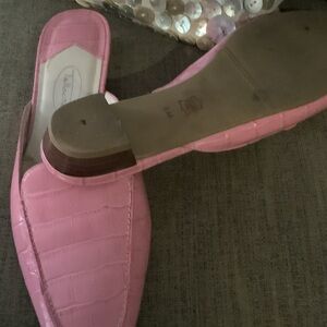 Talbots Pink Croc-Embossed Mules